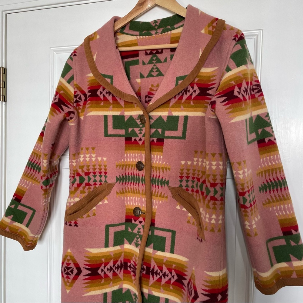 Pendleton Reversible Wool Blanket Coat in Pink Chief Joseph Pattern Small